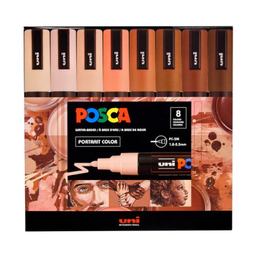 Set de 8 POSCA - pointe calibrée moyenne PC5M - Couleurs portrait