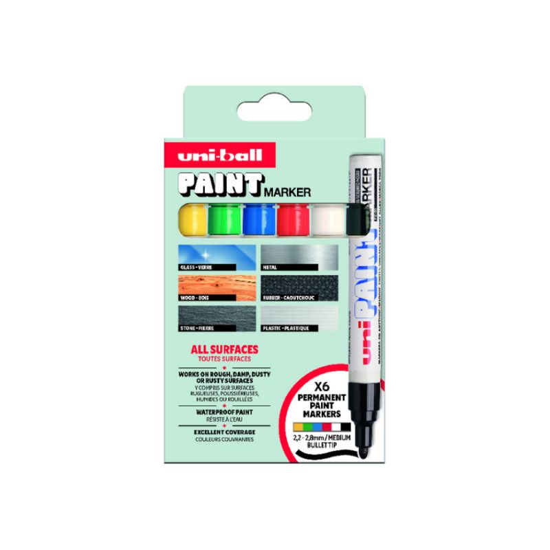 Set 6 marqueurs Paint Marker PX20, marqueur permanent à l'huile multi-supports