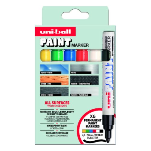 Set 6 marqueurs Paint Marker PX20, marqueur permanent à l'huile multi-supports