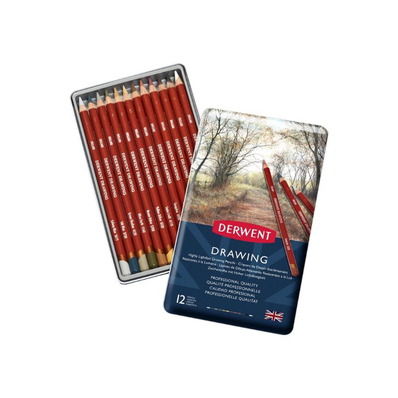 Crayons de couleurs Drawing Derwent - Boîte de 12 couleurs naturelles