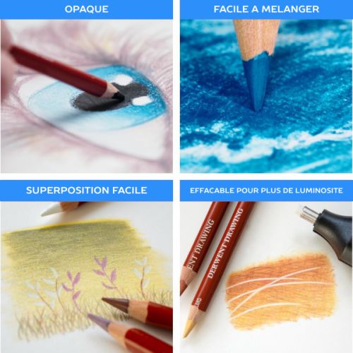 Crayons Drawing Derwent - Boite en fer 12 couleurs terres