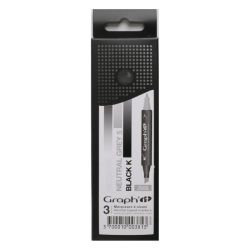Set 3 marqueurs Graph'it pour illustrations et mangas - Dégradé noir et blanc