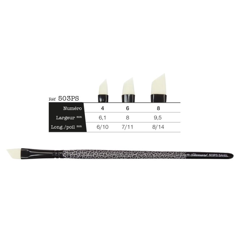 Pinceaux Black Sahel - Manche court - 503PS biseauté