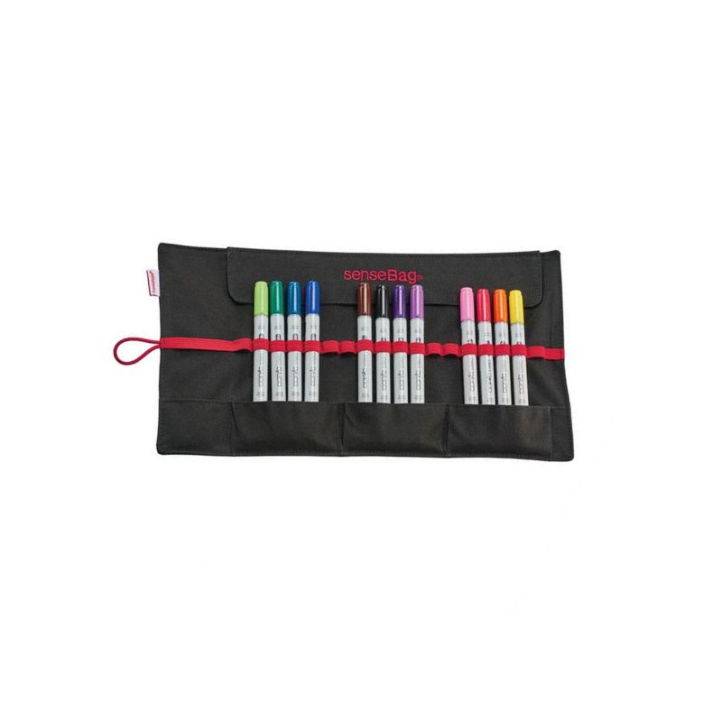 Trousse enroulable noire pour rangement pinceaux et crayons artistes - Sensebag