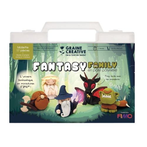 Mallette 5 figurines Fimo Fantasy family - Graine créative