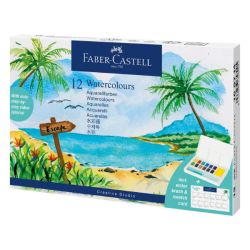 Kit aquarelle Faber-Castell 12 demi-godets + pinceau