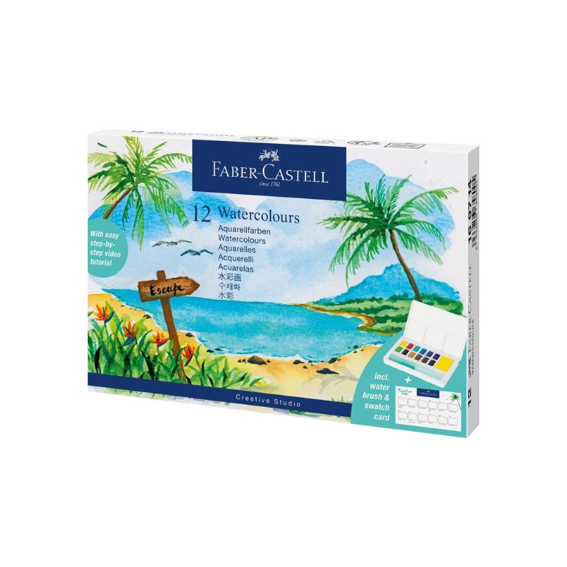 Kit aquarelle Faber-Castell 12 demi-godets + pinceau