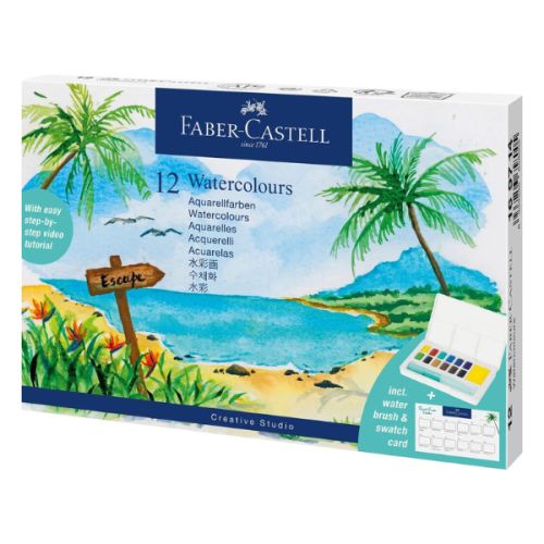Kit aquarelle Faber-Castell 12 demi-godets + pinceau