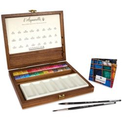 Coffret aquarelle extra-fine 24 demi-godets + 2 pinceaux - Sennelier