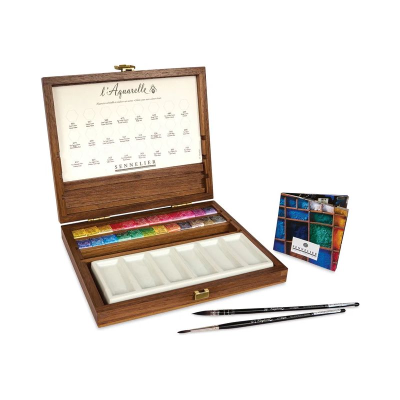 Coffret aquarelle extra-fine 24 demi-godets + 2 pinceaux - Sennelier