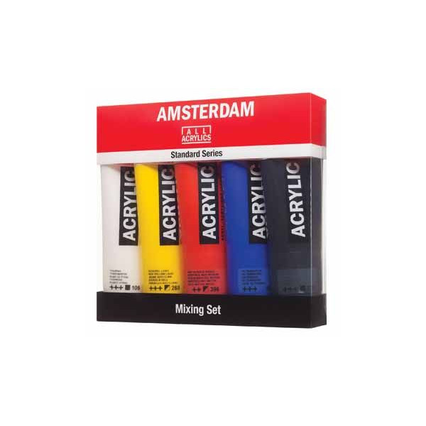 Set de 5 tubes acrylique primaires 120ml Amsterdam