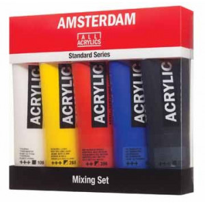 Set de 5 tubes acrylique primaires 120ml Amsterdam