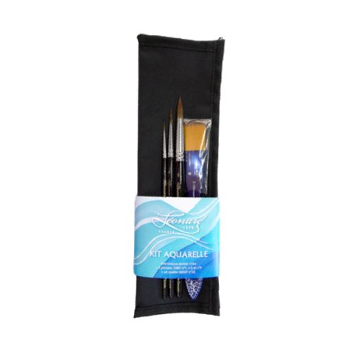 Trousse pour l'Aquarelle Léonard - 3 Pinceaux ronds + 1 Spalter