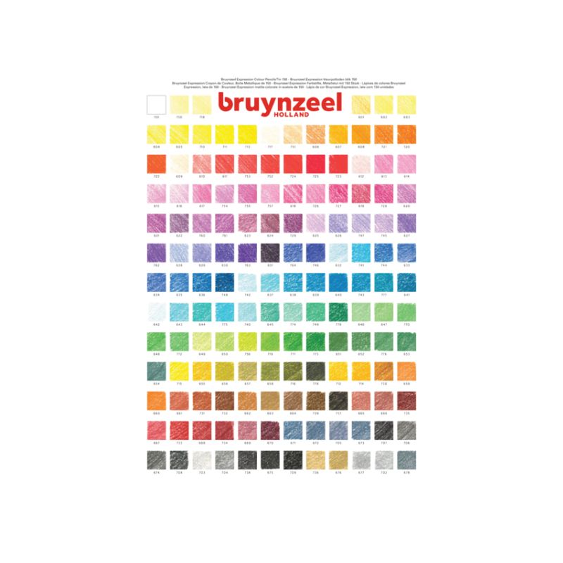 Assortiment de 150 crayons de couleur haute qualité Bruynzeel dans une boite en métal