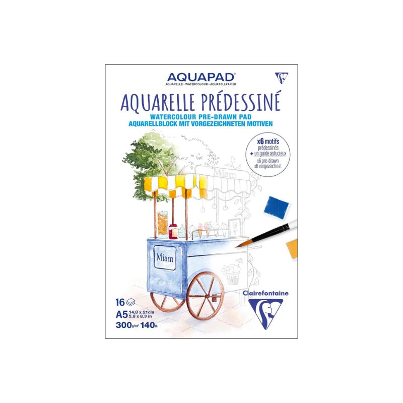 Bloc aquarelle prédessiné - Aquapad Clairefontaine