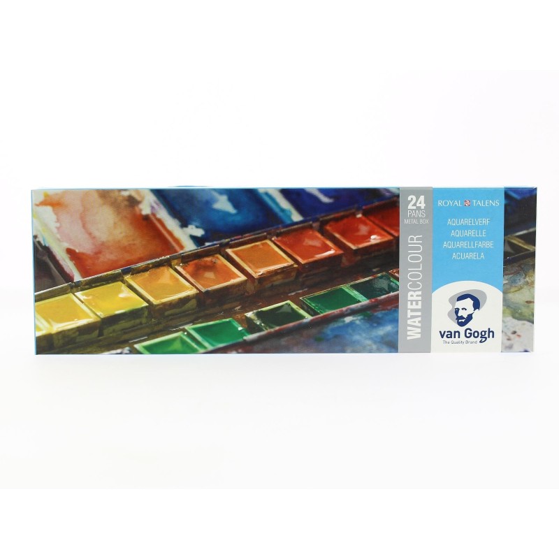 Boite métal Aquarelle Van Gogh - 24 Demi-godets,  peinture aquarelle