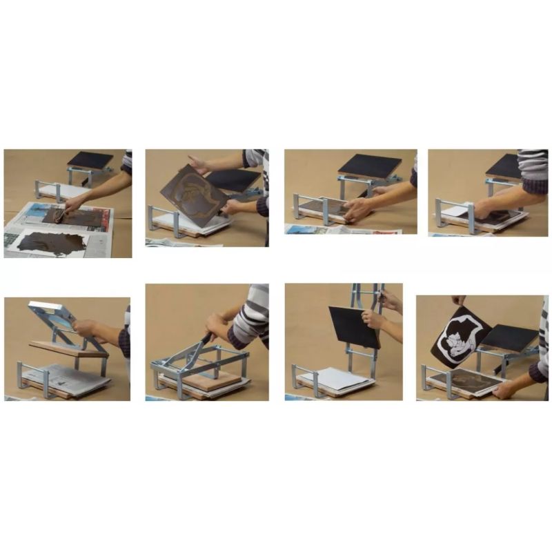 Etapes gravure avec une presse manuelle