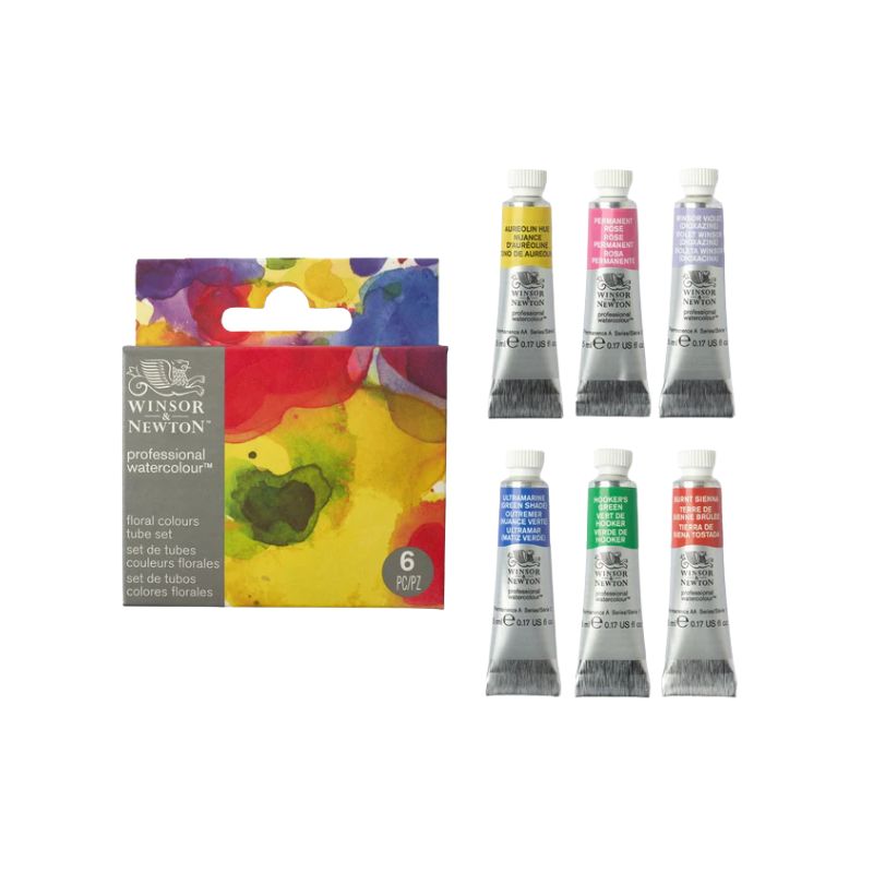 Set 6 tubes aquarelle extra-fine Winsor & Newton - Couleurs florales