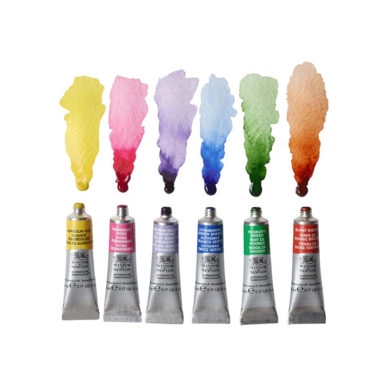 Aquarelle couleurs florales - 6 tubes aquarelle extra-fine Winsor & Newton - Couleurs florales