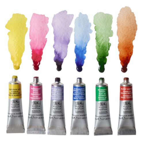 Aquarelle couleurs florales - 6 tubes aquarelle extra-fine Winsor & Newton - Couleurs florales