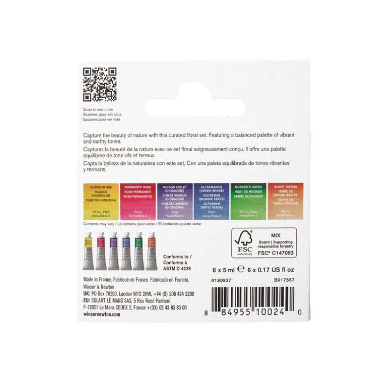 Aquarelle extra-fine Winsor & Newton - 6 tubes Couleurs florales
