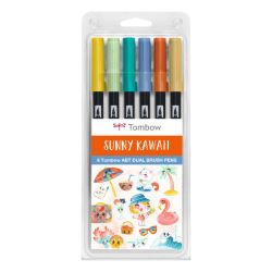 6 feutres double pointe Tombow Sunny Kawaii