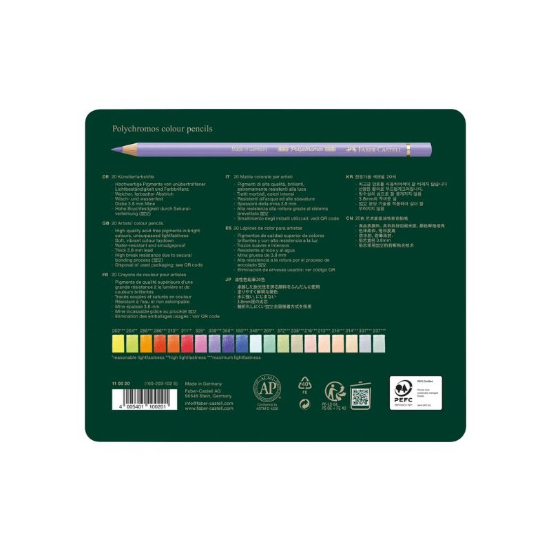 Assortiment crayons de couleurs Polychromos - 20 nouvelles couleurs - Faber-Castell