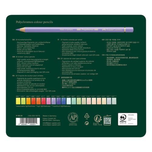 Assortiment crayons de couleurs Polychromos - 20 nouvelles couleurs - Faber-Castell