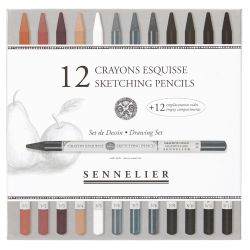 Set 12 crayons extra fins sans bois Sennelier + 12 emplacements vides