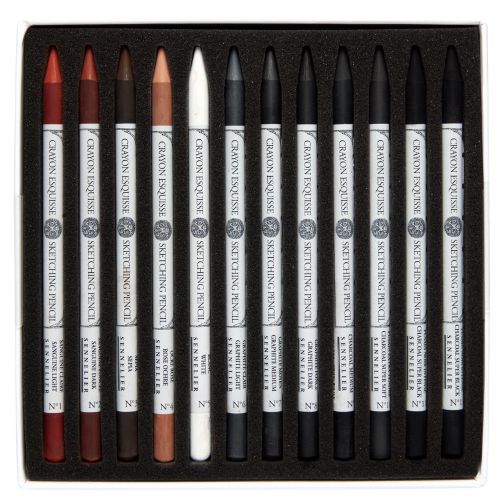 Set dessin Sennelier - 12 crayons esquisse sans bois + 12 emplacements vides