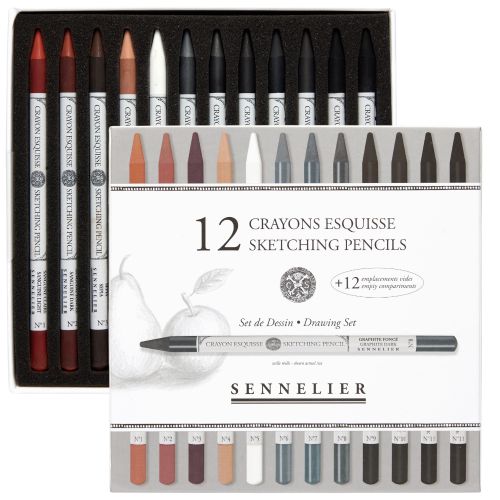 Set 12 crayons esquisse sans bois Sennelier + 12 emplacements vides