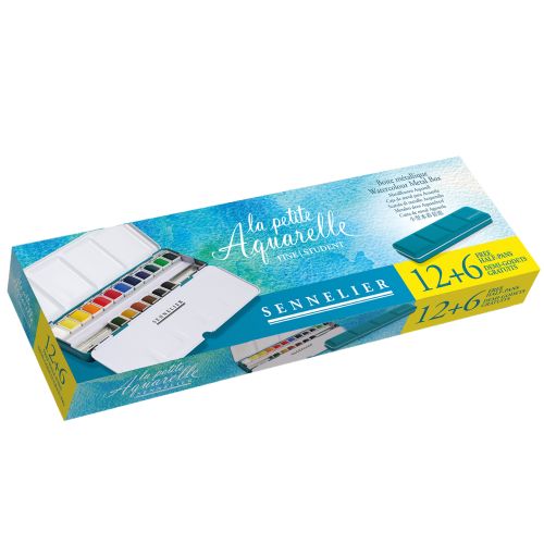 "La Petite Aquarelle" Sennelier - Boite métallique 12 demi-godets + 6 offerts