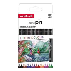 Set 8 feutres calibrés de couleurs 0.5mm - Uni Pin