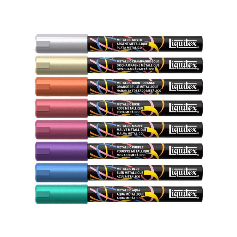 Set 8 marqueurs peinture acrylique Liquitex 2mm - Métallique
