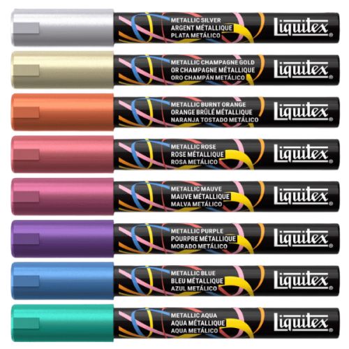 Set 8 marqueurs peinture acrylique Liquitex 2mm - Métallique