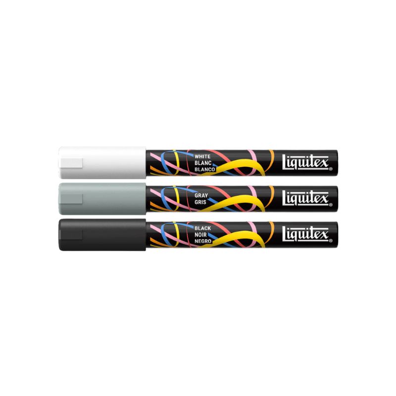 Set 3 marqueurs peinture acrylique Liquitex 2mm - Monochrome