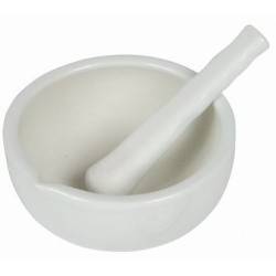 Mortier en porcelaine + pilon, pigments pour fabrication peinture