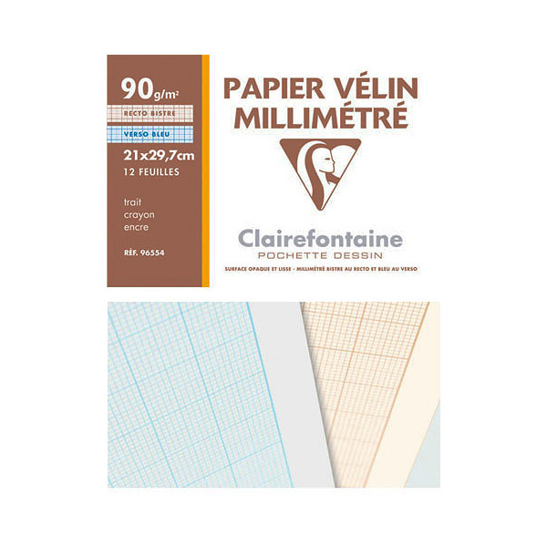 Pochette papier Vélin Millimétré - 90gr - Clairefontaine