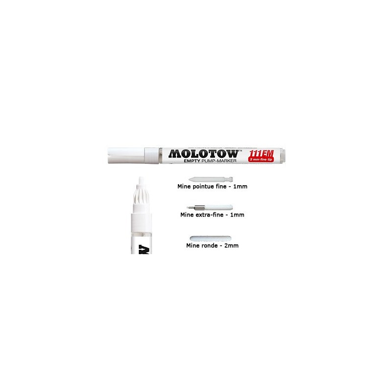 Marqueur Molotow 2mm vide  - 111EM, feutre vide