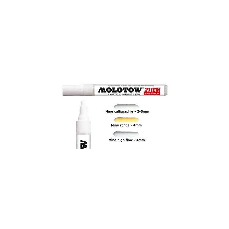 Marqueur Molotow 4mm vide  - 211EM, feutre vide