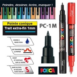 Marqueur POSCA PC-1MC, marqueur pointe extra-fine conique. Largeur du trait : 1 mm
