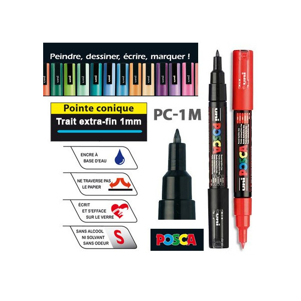 Marqueur POSCA PC-1MC, marqueur pointe extra-fine conique. Largeur du trait  : 1 mm - Creastore