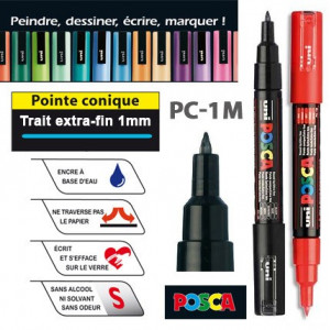 Lot de 12 marqueurs posca pc-1mc pointe extra-fine conique - La Poste