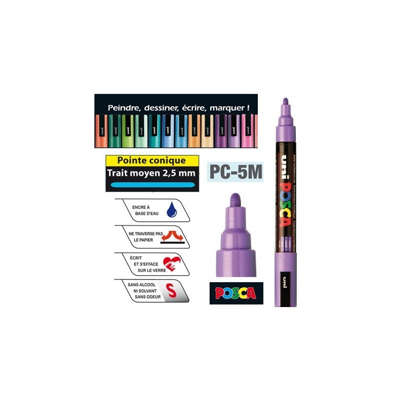 POSCA PC-5M, marqueur pointe conique. Trait moyen : 2,5 mm