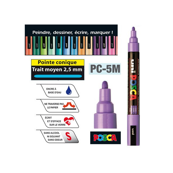 POSCA PC-5M, marqueur pointe conique. Trait moyen : 2,5 mm - Creastore