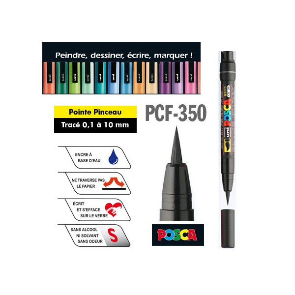 POSCA PCF-350, marqueur pointe pinceau. Tracé de 01, à 10 mm - Creastore