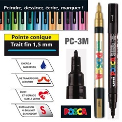 Marqueur POSCA PC-3M, marqueur pointefine conique. Largeur du trait : 1,5 mm