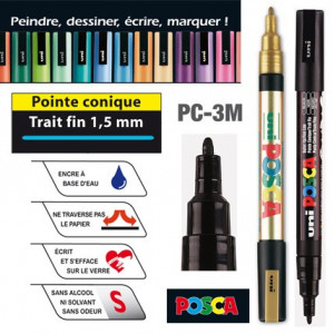 10 marqueurs POSCA - PC5M - PC1MC - PC1MR - PC3M - MOP'R - Noir