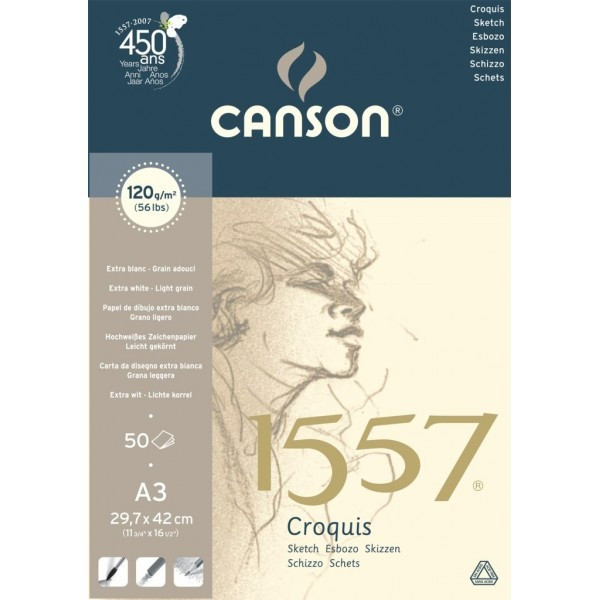 CANSON Papier à croquis A3 - 120G, blanc 30 feuilles