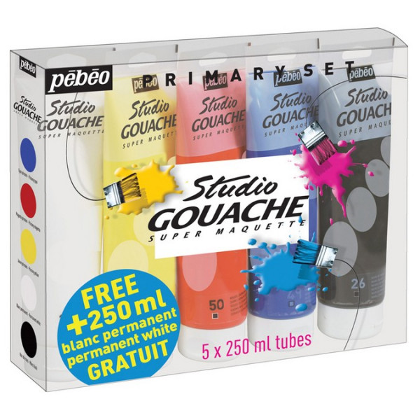 Pack de 5 tubes Studio gouache 220ml Pébéo - OFFRE 1 tube gratuit !